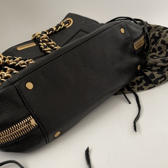 EEUC REBECCA MINKOFF SWING LEATHER BAG BLACK GOLD - Picture 7 of 12